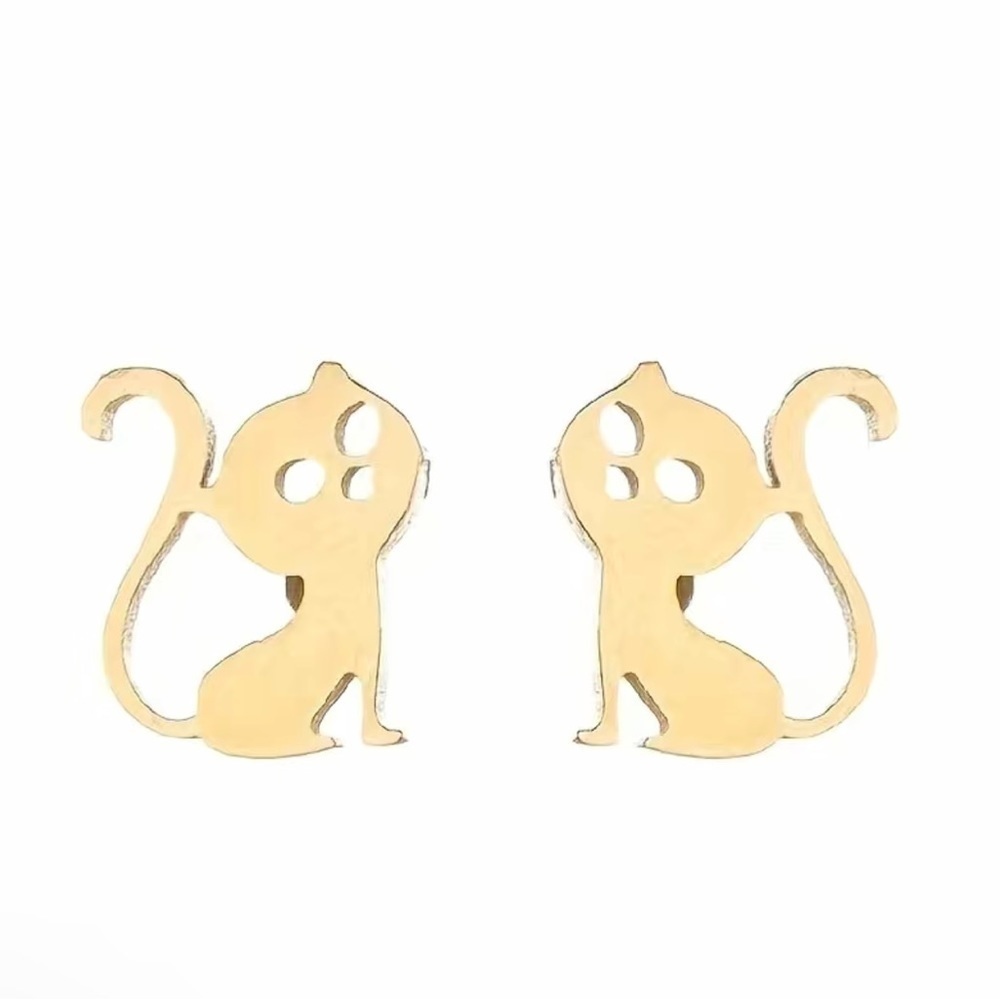 NWT, Mini Golden Cat Stud Earrings